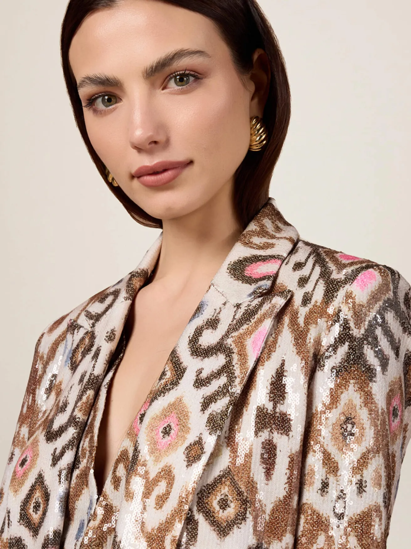 Blazer con ricamo in paillettes