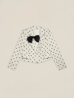 Blazer corto a pois con fiocco