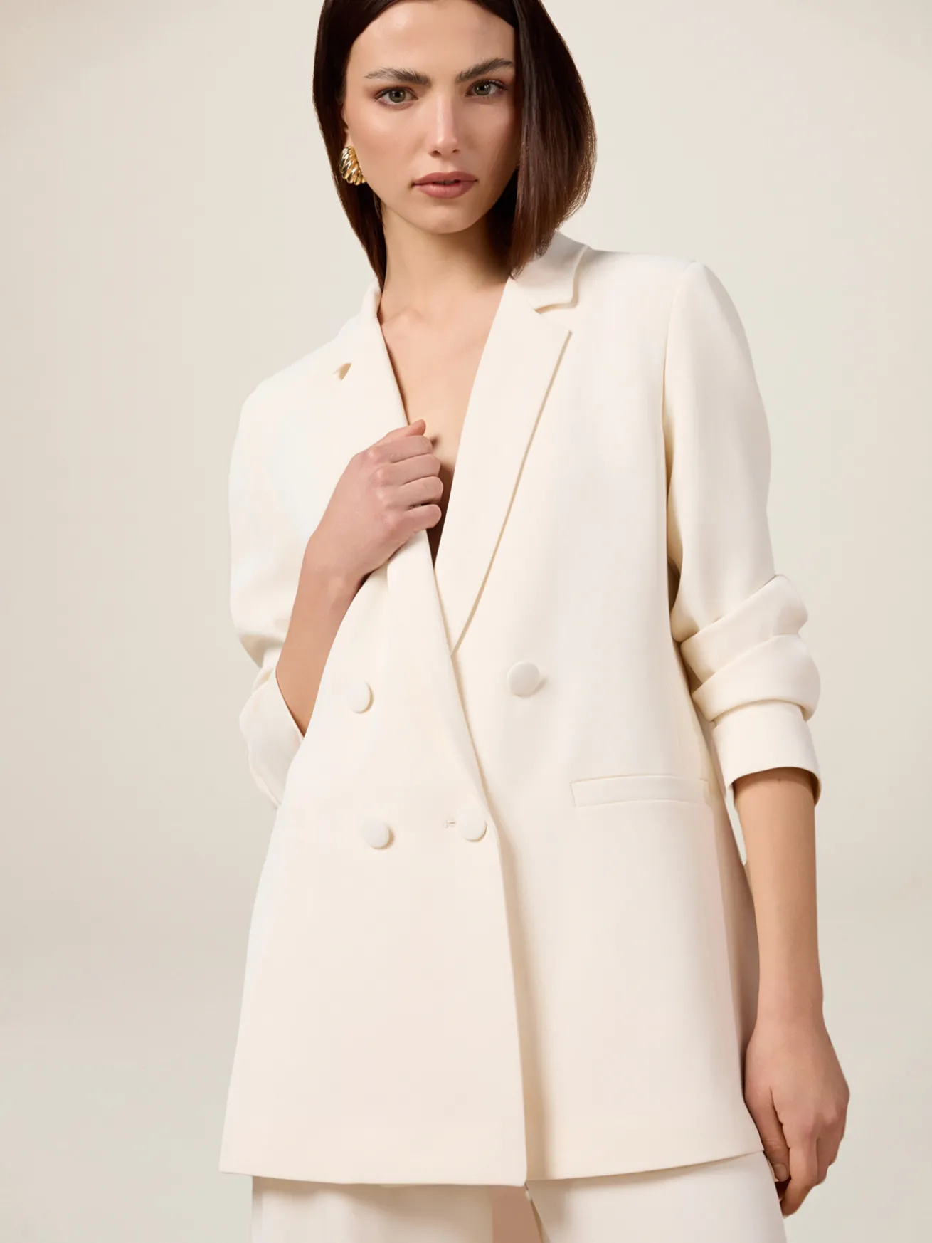 Blazer doppiopetto in tessuto crêpe