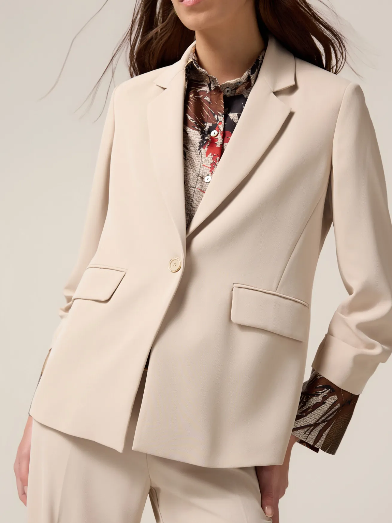 Blazer monopetto in tessuto fluido