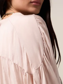Blusa coprispalle in voile misto seta