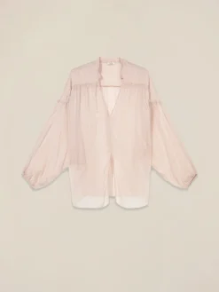 Blusa coprispalle in voile misto seta