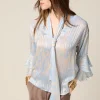 Blusa in georgette con volant