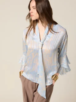 Blusa in georgette con volant