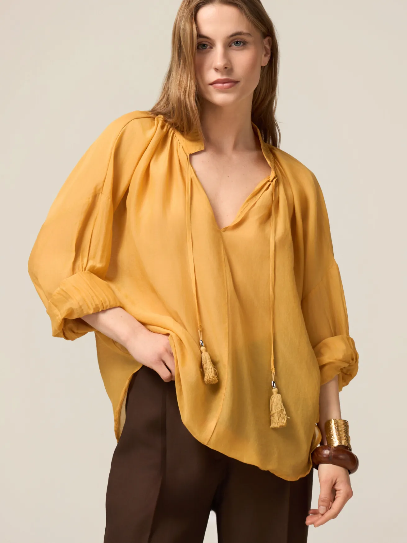 Blusa in mussola misto seta