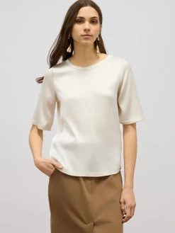 Blusa in raso con maniche corte