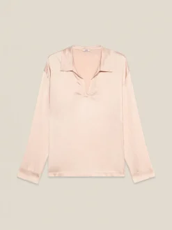 Blusa in raso con scollatura a V