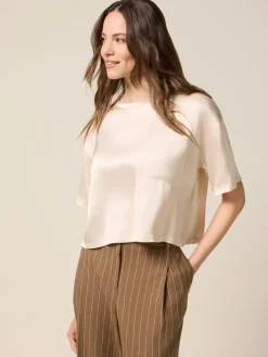 Blusa in raso con taschino