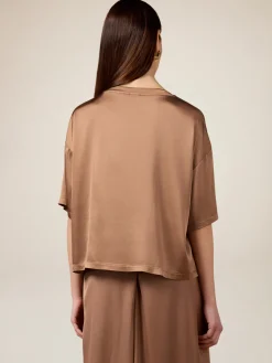 Blusa in raso con taschino