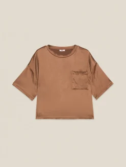 Blusa in raso con taschino