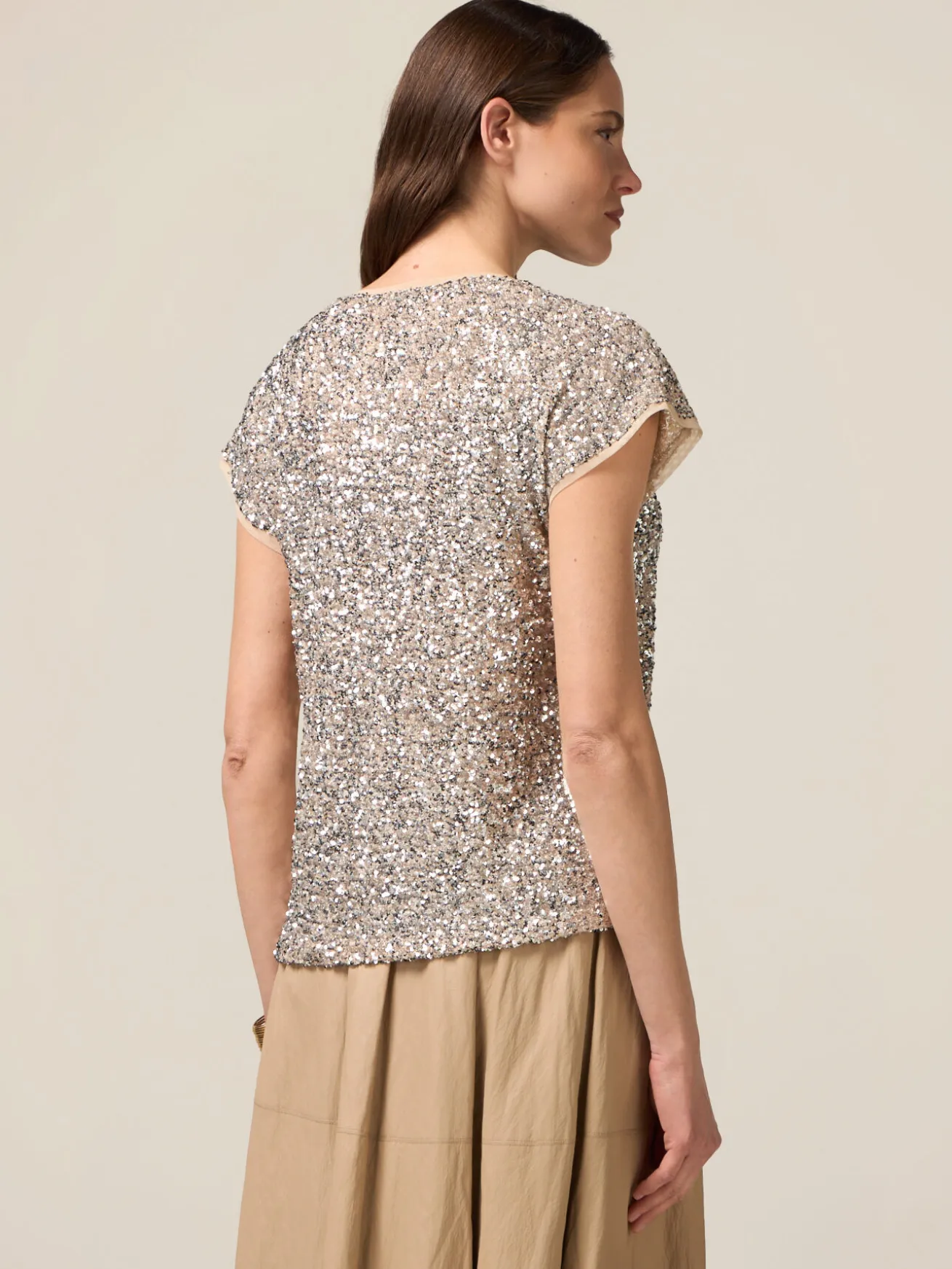 Blusa in tulle full paillettes