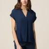 Blusa in viscosa con profili in raso