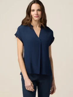 Blusa in viscosa con profili in raso