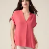 Blusa in viscosa con profili in raso