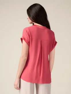 Blusa in viscosa con profili in raso