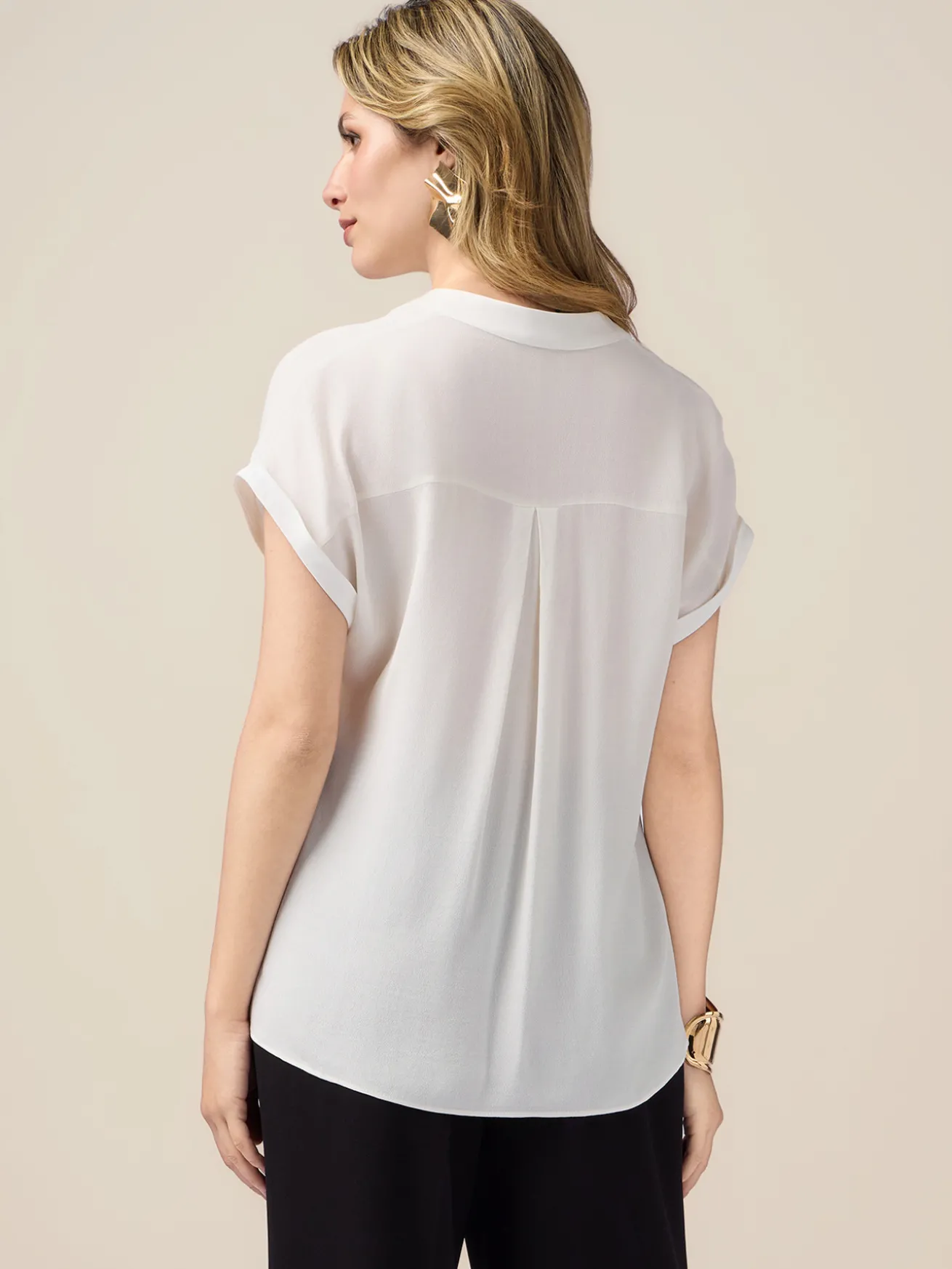 Blusa in viscosa con profili in raso
