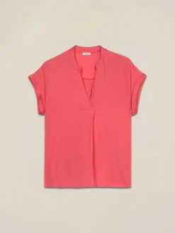 Blusa in viscosa con profili in raso