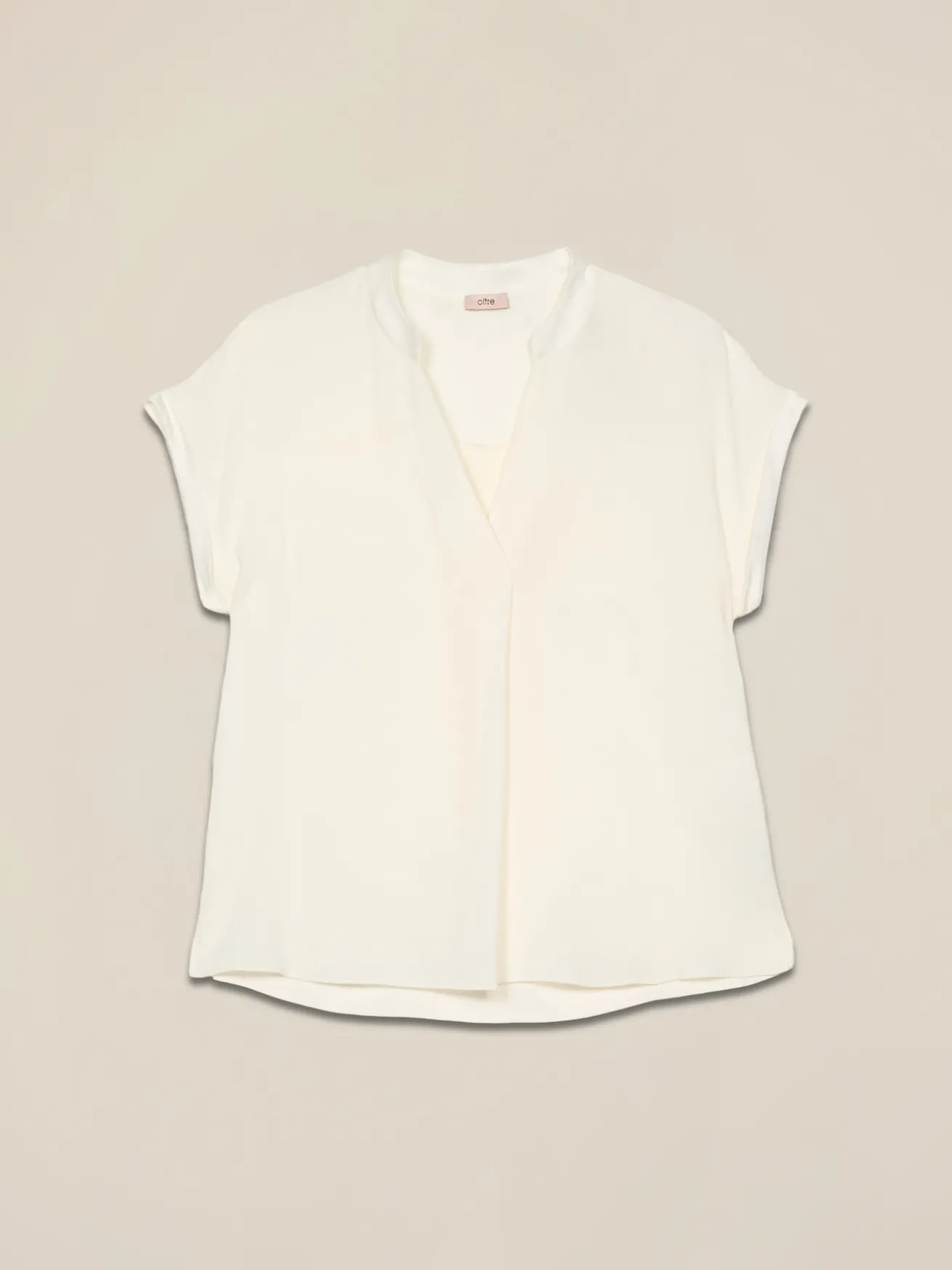 Blusa in viscosa con profili in raso