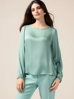 Blusa maniche lunghe in raso di viscosa