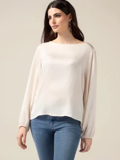 Blusa maniche lunghe in raso di viscosa