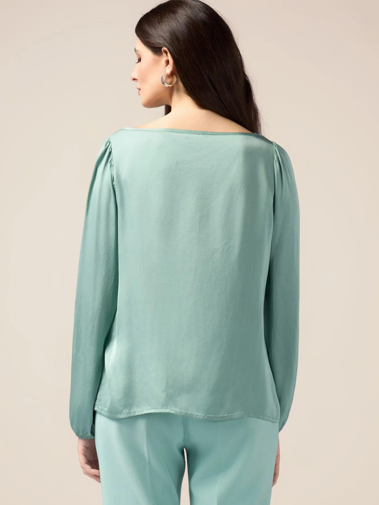 Blusa maniche lunghe in raso di viscosa