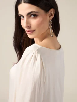 Blusa maniche lunghe in raso di viscosa
