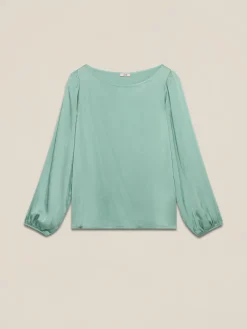 Blusa maniche lunghe in raso di viscosa