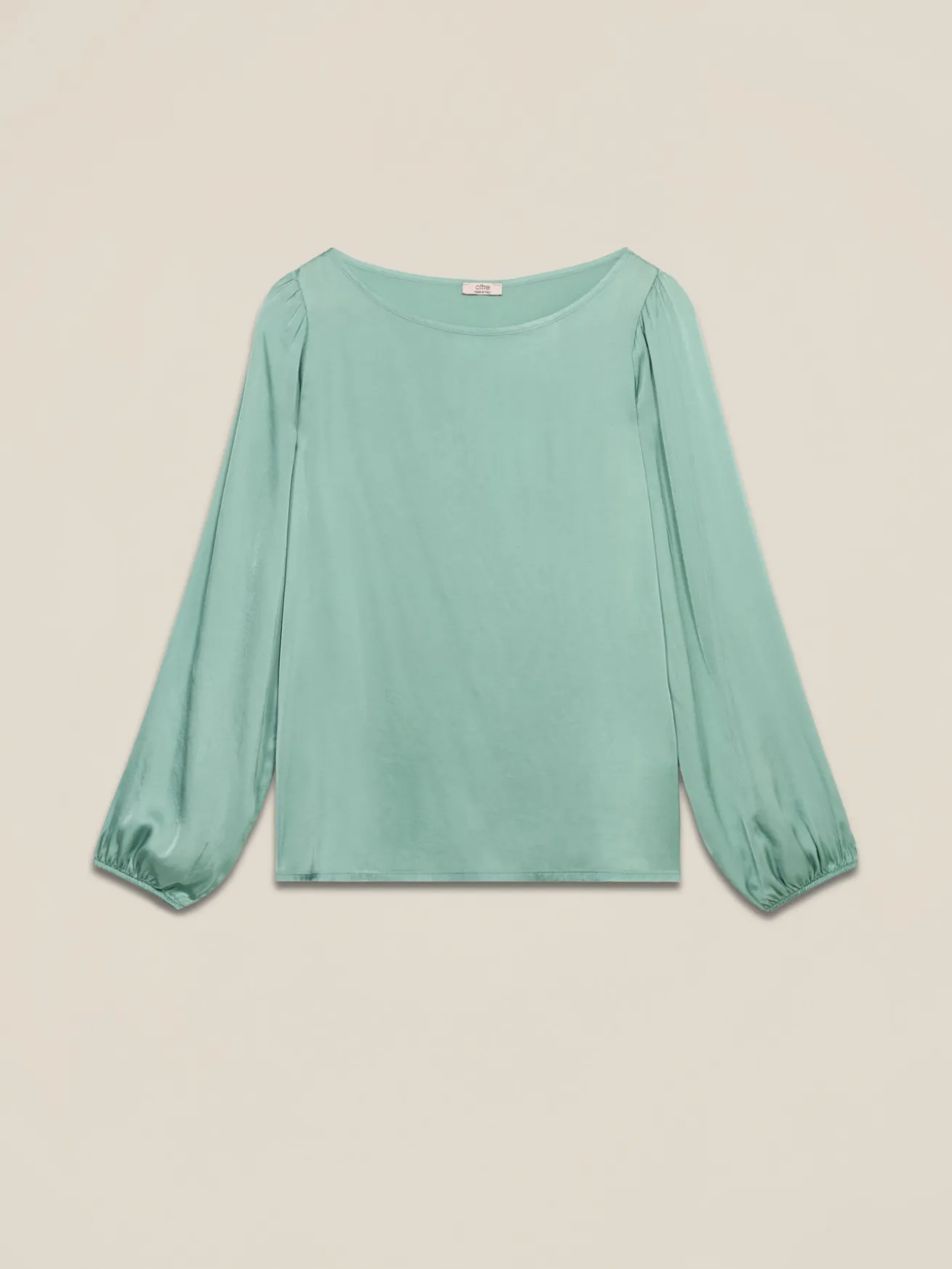 Blusa maniche lunghe in raso di viscosa