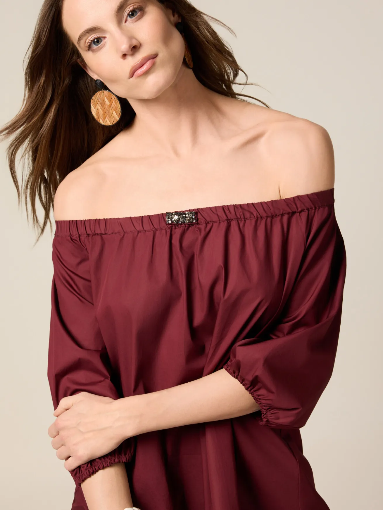 Blusa off shoulders in cotone