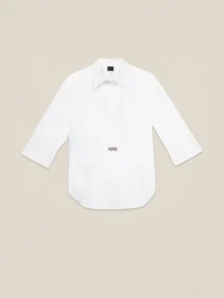 Blusa over in popeline con dettaglio gioiello
