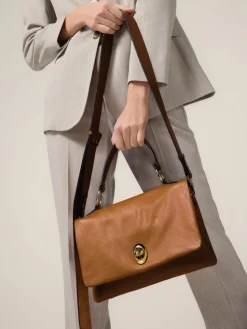 Borsa satchel in vera pelle