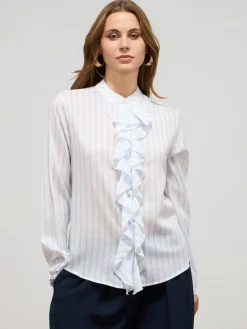 Camicia a righe con volant