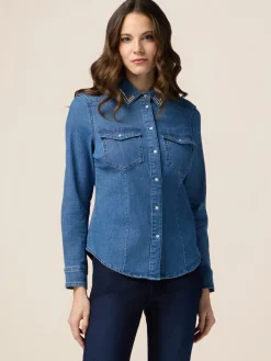 Camicia in denim con castoni