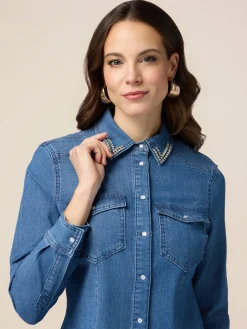 Camicia in denim con castoni