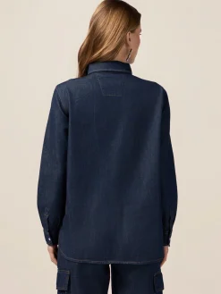 Camicia in denim con micro cristalli