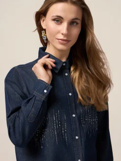 Camicia in denim con micro cristalli
