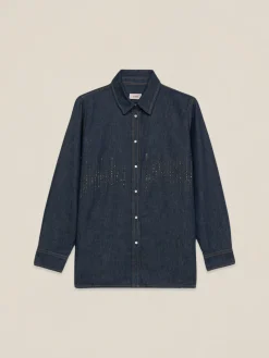 Camicia in denim con micro cristalli