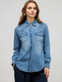 Camicia in denim con ricami