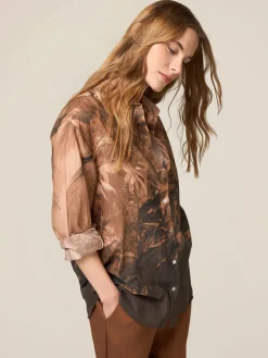 Camicia in mussola di cotone fantasia