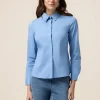 Camicia in popeline con bottone gioiello