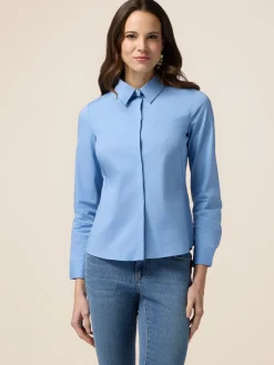 Camicia in popeline con bottone gioiello