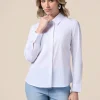 Camicia in popeline con bottone gioiello