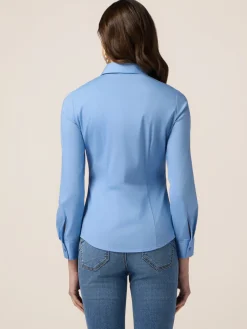 Camicia in popeline con bottone gioiello