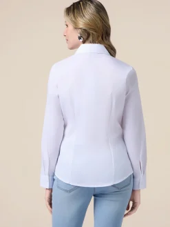 Camicia in popeline con bottone gioiello