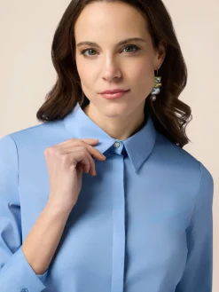 Camicia in popeline con bottone gioiello