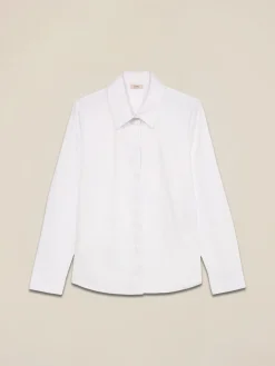 Camicia in popeline con bottone gioiello