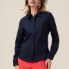 Camicia in popeline con chiusura nascosta