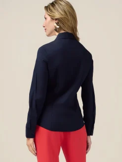 Camicia in popeline con chiusura nascosta