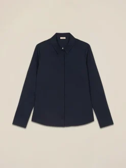 Camicia in popeline con chiusura nascosta