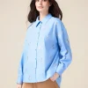 Camicia in popeline con ricami floreali